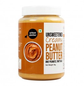 Urban Platter Unsweetened Creamy Peanut Butter  Plastic Jar  1 kilogram